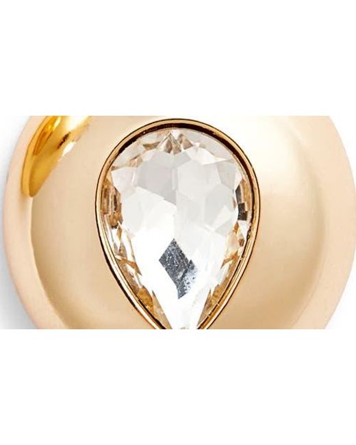 Open Edit Metallic Crystal Teardrop Puffy Button Earrings