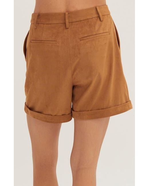 Crescent Brown Suede Cuffed Shorts