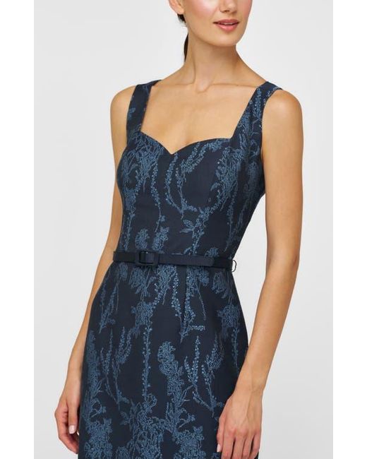 Kay Unger Blue Drew Beaded Embroidery Cocktail Dress