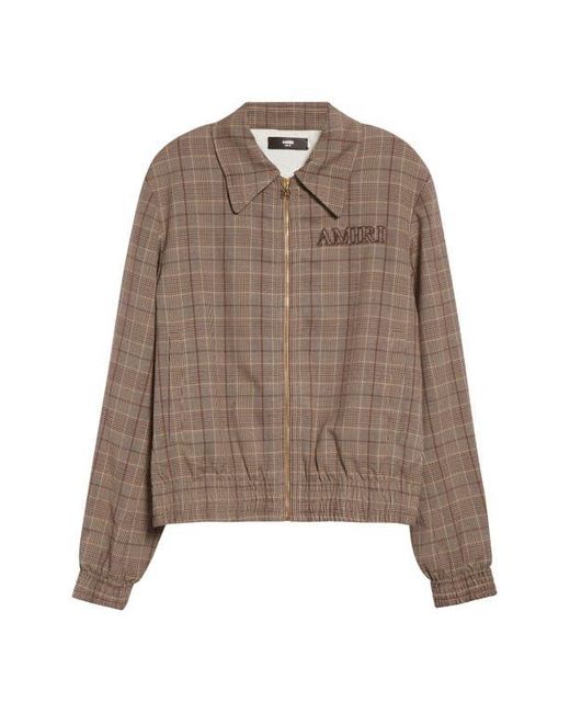 Amiri Brown Check Wool Blouson Jacket for men