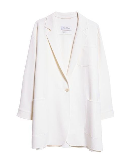 Max Mara Oversize Single Breasted Stretch Wool Canvas Blazer