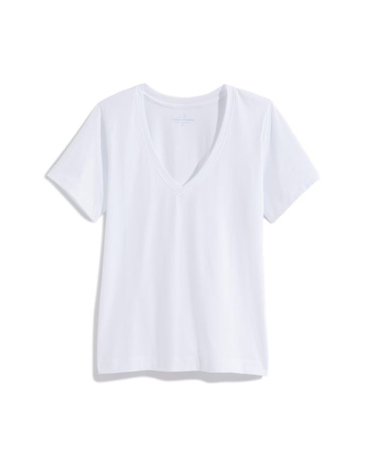 Vineyard Vines White Clean Jersey V-neck T-shirt