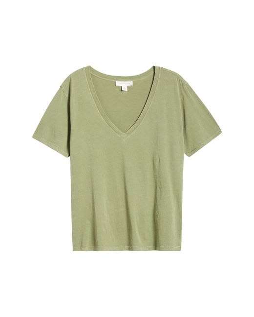 Treasure & Bond Green Oversize V-neck Cotton T-shirt