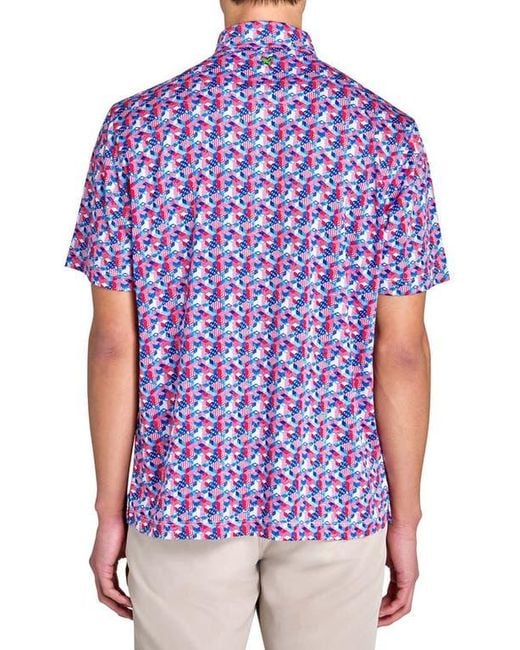 Con.struct Purple Regular Fit Stars & Stripes Recycled Performance Golf Polo for men