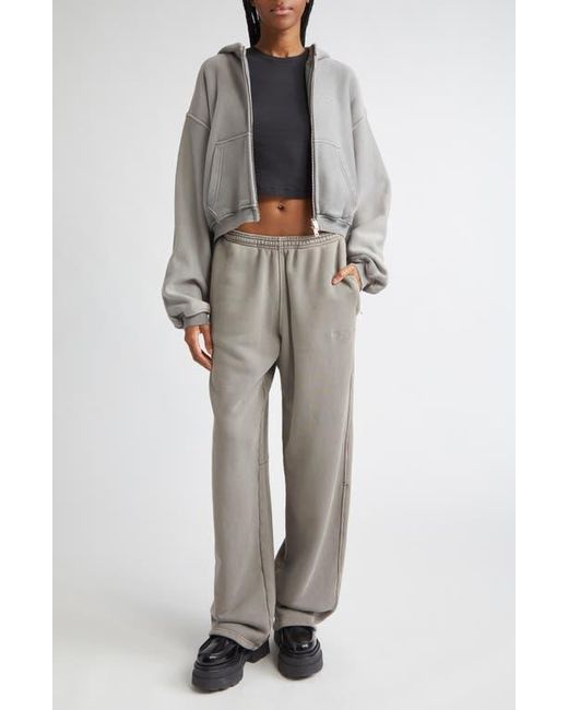 Alexander Wang Gray Oversize Crop Full Zip Hoodie