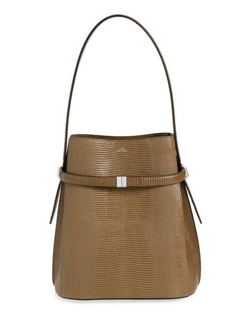 Totême  Brown Belted Lizard Embossed Leather Bucket Shoulder Bag