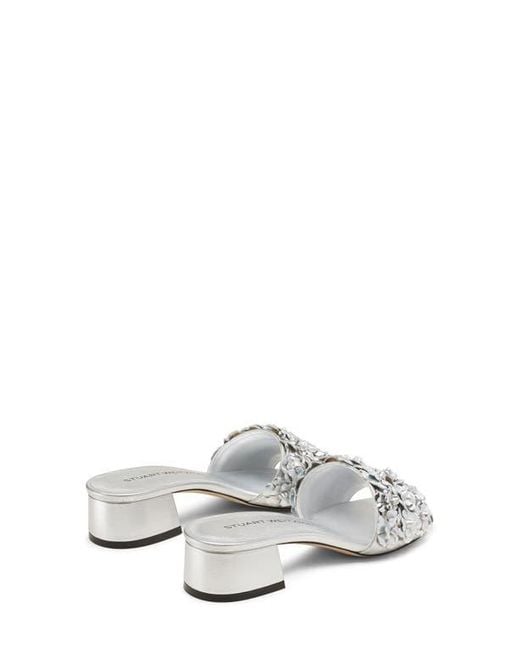 Stuart Weitzman White Meadow Slide Sandal