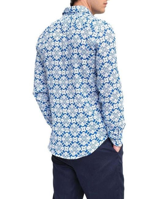 Peninsula Blue Casuzze Linen Shirt for men