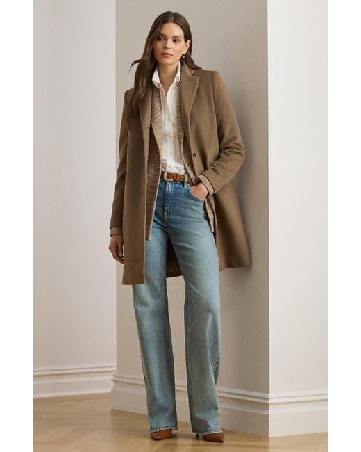 Ralph Lauren Brown Longline Wool Blend Coat