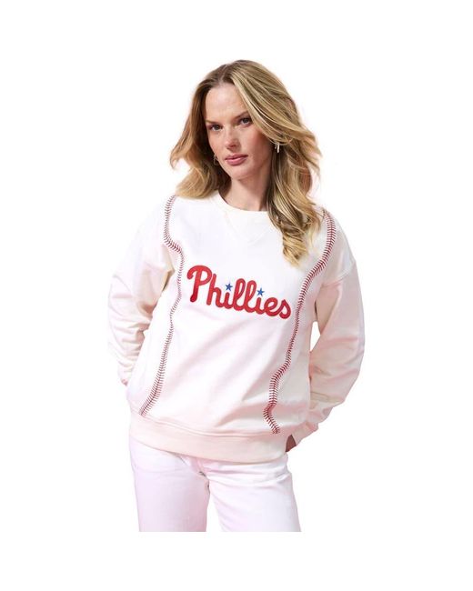 Terez Pink Philadelphia Phillies Baseball Stitch Pullover Sweatshirt