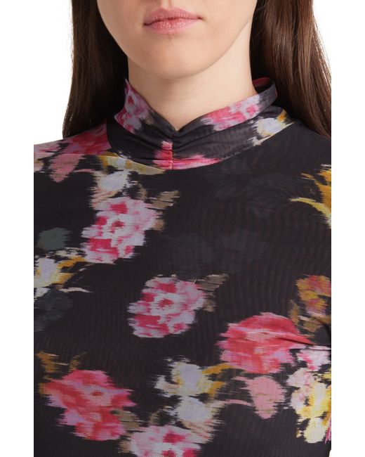 Ted Baker Malyel Floral Mesh Turtleneck Top in Red Lyst