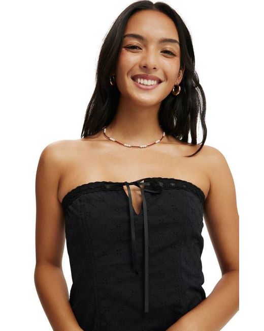 Cotton On Black Ribbon Broderie Mini Dress