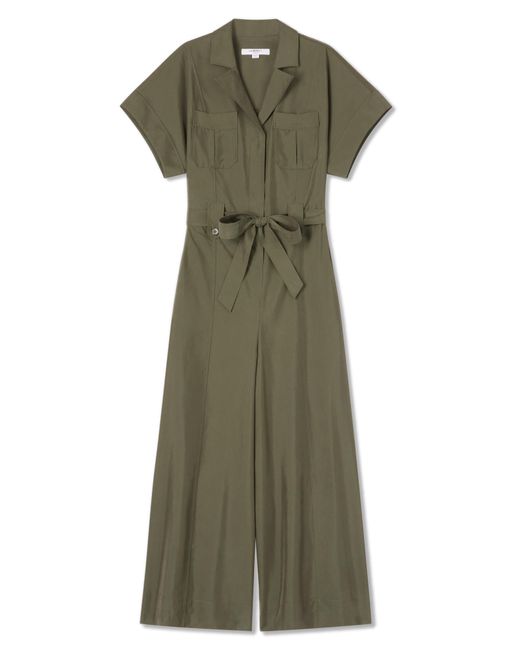 L.K.Bennett Green Isla Tie Waist Wide Leg Utility Jumpsuit