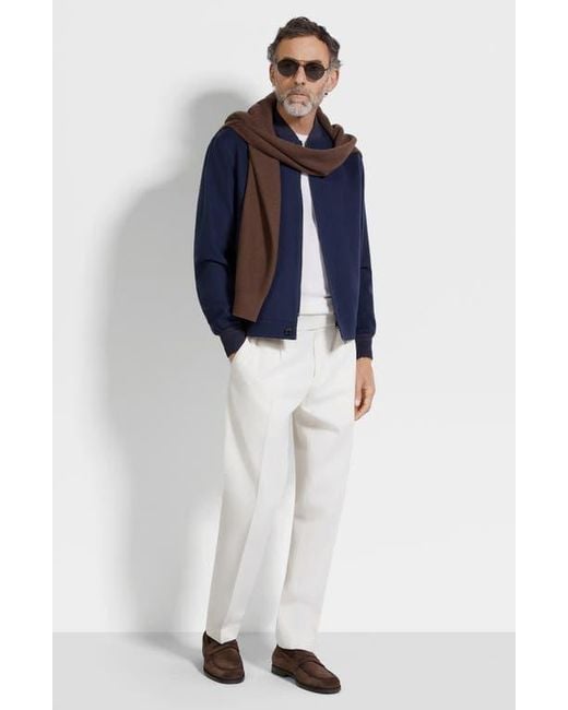 Zegna Blue Water Repellent Elements Oasi Cashmere Bomber Jacket for men