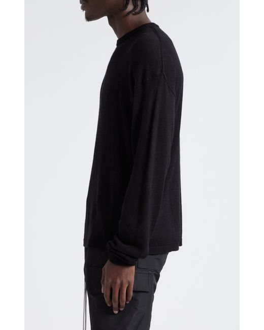 Rick Owens Black Maglia Penta Jacquard Virgin Wool Crewneck Sweater for men