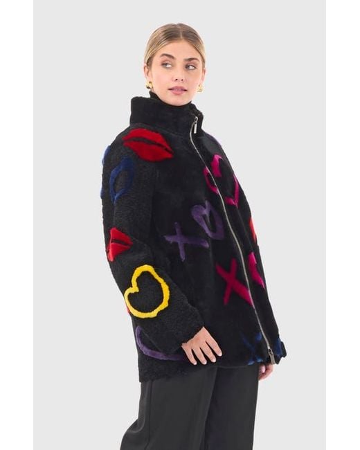 Gorski Blue Shearling Lamb Zip Short Jacket