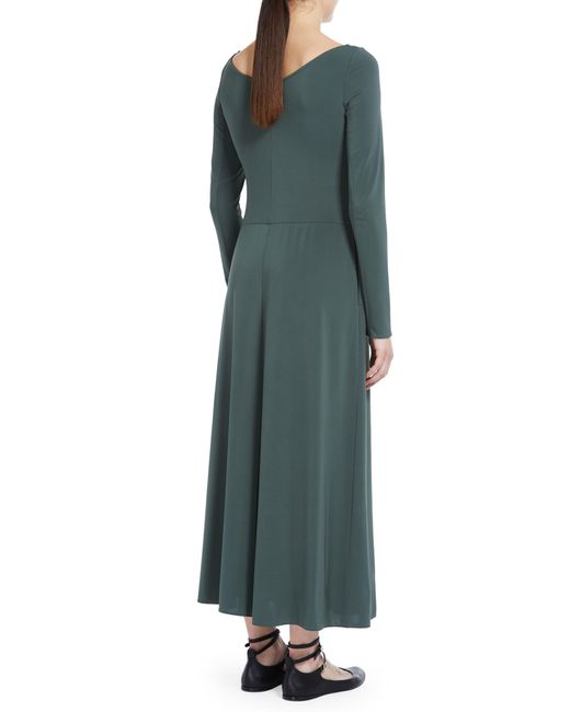 Max Mara Green Valido Long Sleeve Crepe Jersey A-line Dress