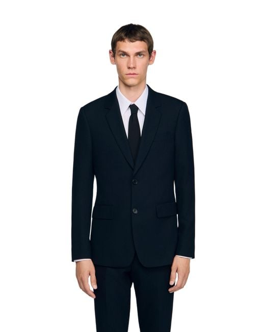 Sandro Blue Wool Suit Jacket for men