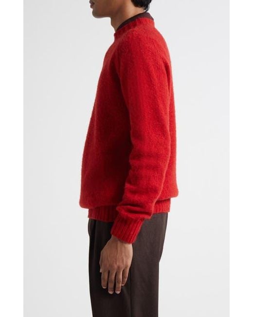 Sunspel Red Brushed Shetland Wool Sweater for men