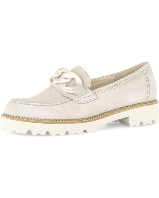 Gabor White Platform Chain Loafer