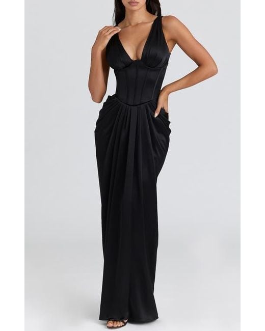 black off the shoulder maxi dress Ella Black Off Shoulder Formal Maxi Dress - US 0