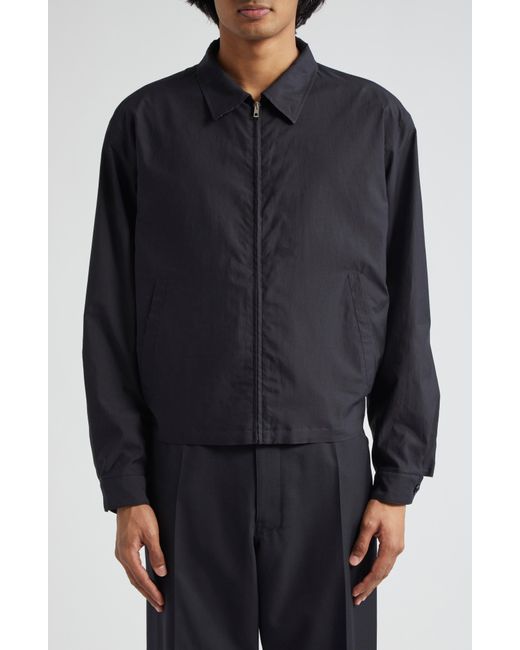 Lemaire Black Washed Cotton & Silk Zip-up Shirt Jacket for men