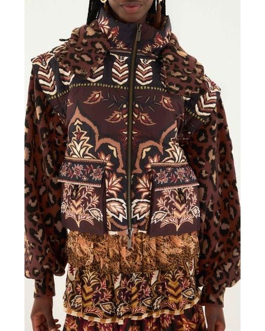 Farm Rio Brown Ainika Hooded Puffer Jacket