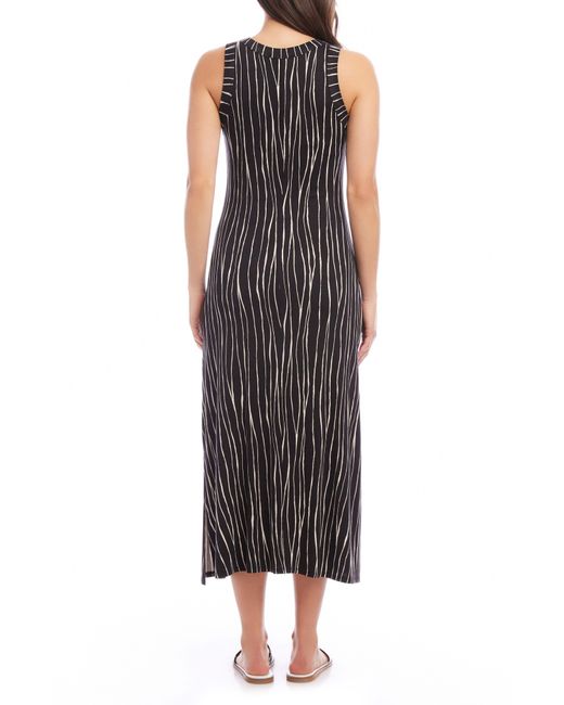 Karen Kane Black Stripe Sleeveless Midi Dress