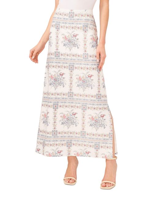 Cece Multicolor Floral A-line Linen Blend Maxi Skirt