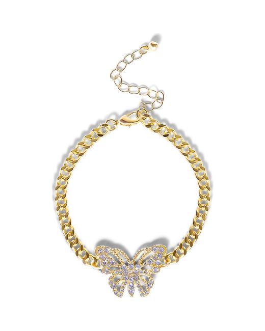 Jessica Simpson Metallic Tone Butterfly Crystal Chain Bracelet