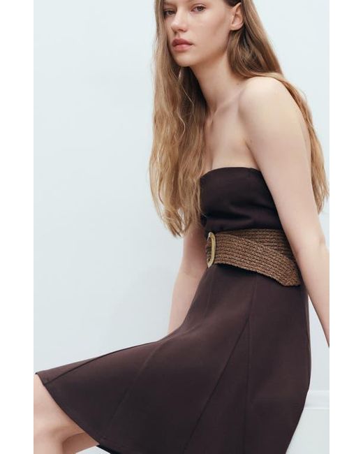 Mango Black Strapless Minidress