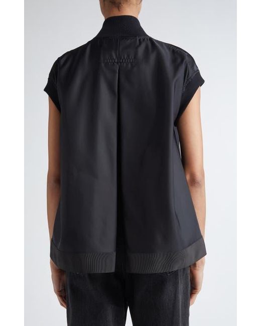 ■sacai■サカイ■Short Sleeve Nylon Twill Bomber Jacket■ Sacai Short Sleeve Nylon Twill Bomber Jacket In Black 001