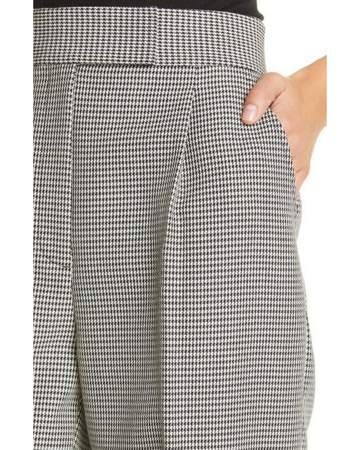Alexander Wang Gray Houndstooth Pleated High Waist Wool Blend Pants