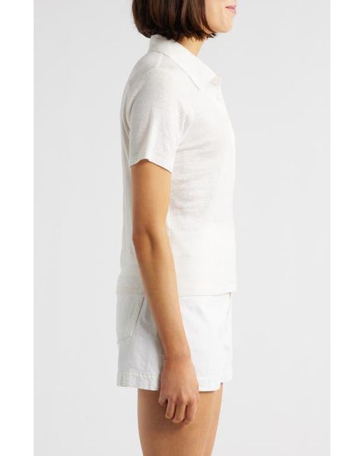 FRAME White The Caddy Stretch Linen Polo