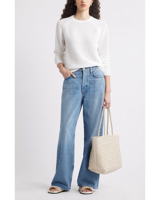 Nordstrom White Textured Stitch Sweater