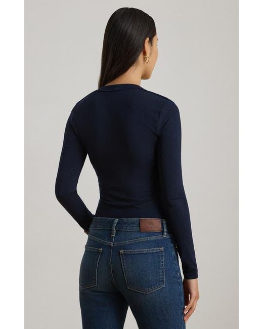 Ralph Lauren Blue Stretch Jersey Square Neck Top