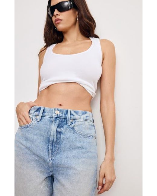 GOOD AMERICAN Blue Good Standard Raw Hem Denim Bermuda Shorts