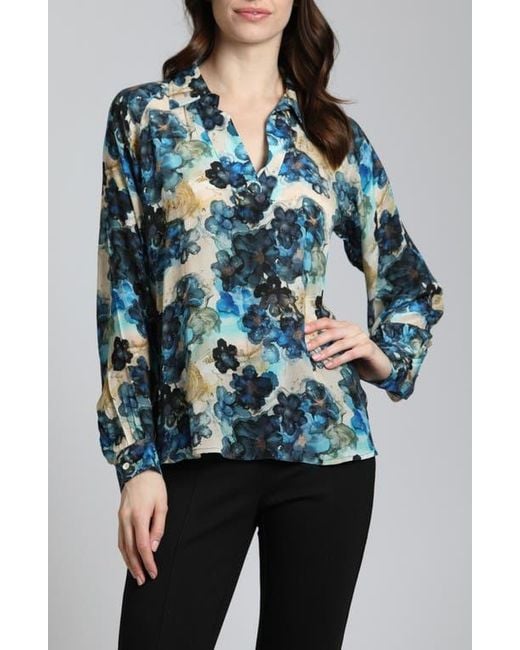 Apny Blue Flowy Top