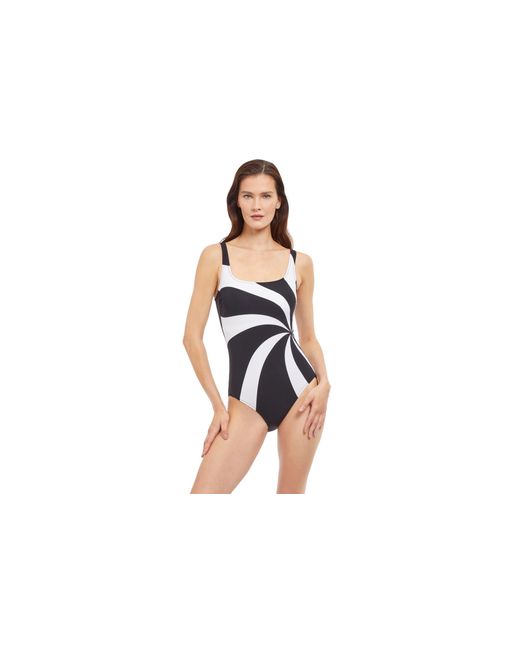 Gottex Black Timeless Square Neck One Piece Swimsuit