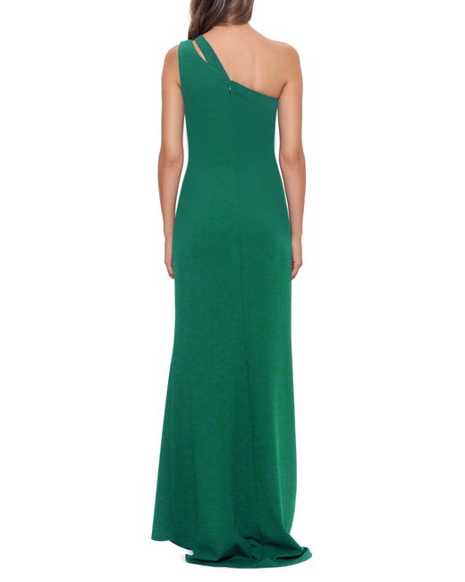 Betsy & Adam Green Cutout One-shoulder Gown