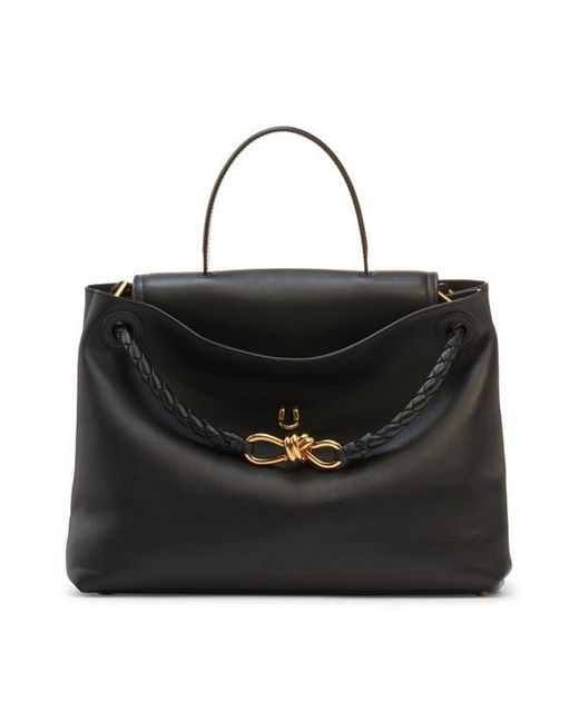 Bottega Veneta Black Ciao Ciao Knot Detail Leather Top Handle Bag