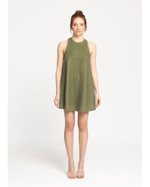 Monlicia Green Calia Cream Mini Linen Dress