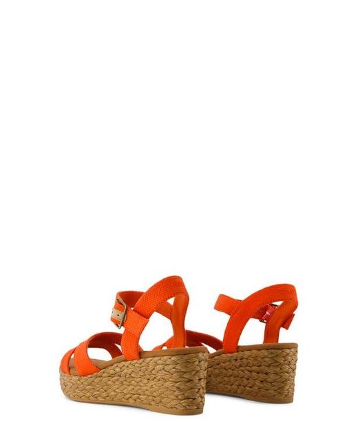TOMS Orange Audrey Ankle Strap Espadrille Platform Wedge Sandal