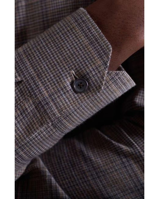 Bugatchi Gray Julian Shaped Fit Plaid Cotton & Wool Button-Up Shirt for men