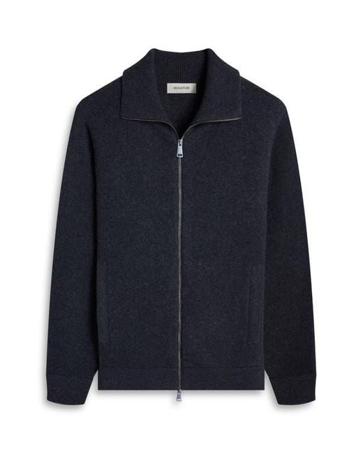 Bugatchi Black Wool Blend Zip Cardigan for men