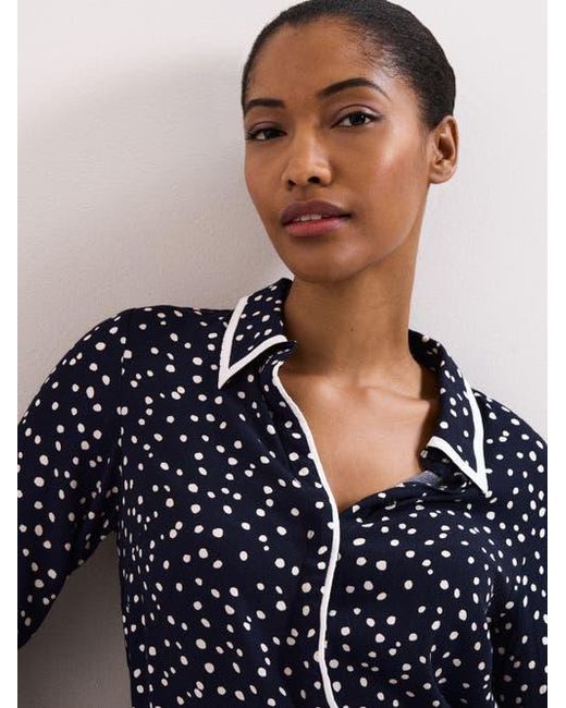 Phase Eight Blue Rita Printed Collared Button-Up Shirt