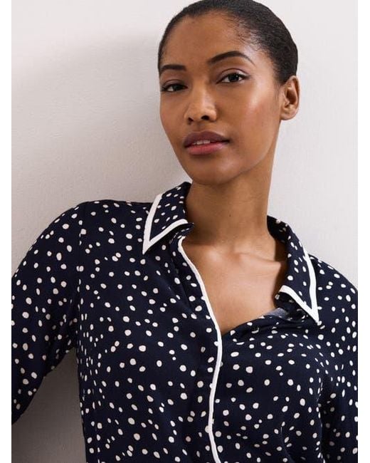Phase Eight Blue Rita Printed Collared Button-Up Shirt