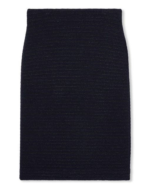 St. John Blue Stripe Metallic Tweed Pencil Skirt
