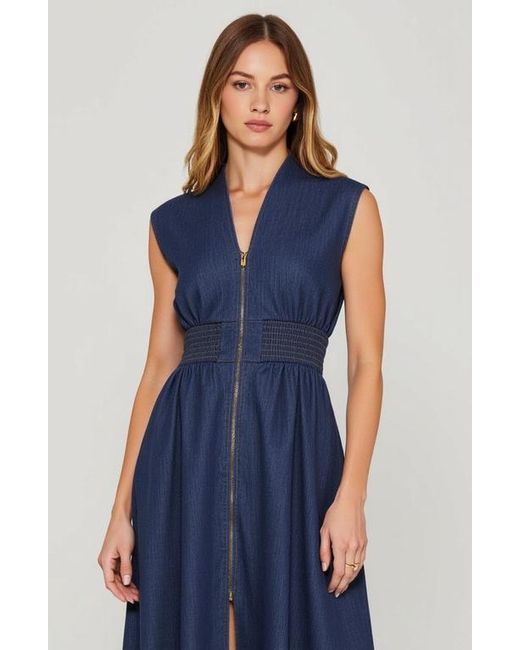 white christmas dresses Tiered Denim Midi Dress – Modern Millie main image 0