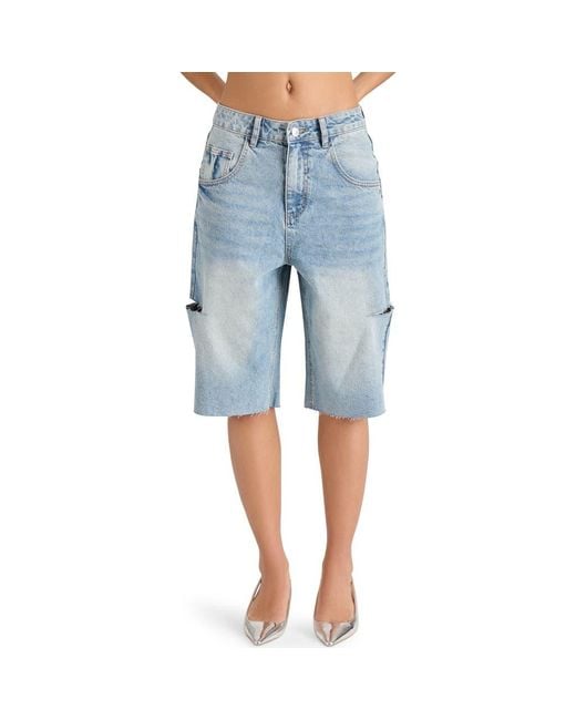 Steve Madden Blue Lange Low Rise Ripped Denim Bermuda Shorts
